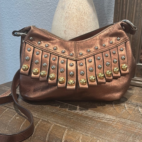 Handbags - BMokowsky Studded Bronze Shoulder Bag